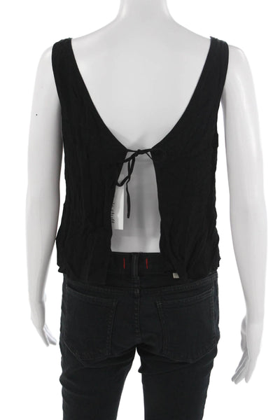 Wilfred Free Women Cropped Camisole Black V Neck Rayon Boho Size XS
