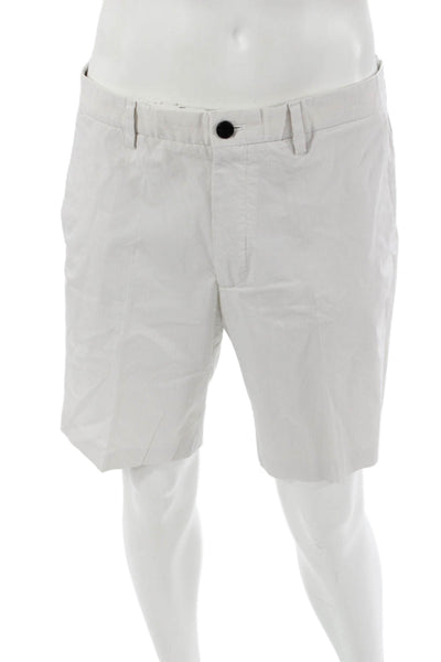 Theory Mens Chino Shorts White Striped Button Size 34