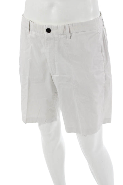 Theory Mens Chino Shorts White Striped Button Size 34