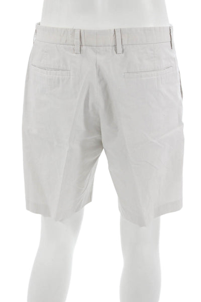 Theory Mens Chino Shorts White Striped Button Size 34