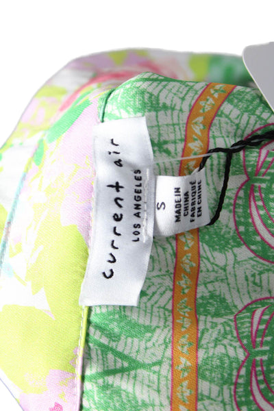 Current Air Womens Green Floral Collared Long Sleeve Button Up Blouse Size S