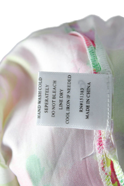 Current Air Womens Green Floral Collared Long Sleeve Button Up Blouse Size S