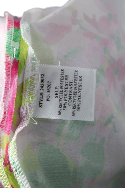 Current Air Womens Green Floral Collared Long Sleeve Button Up Blouse Size S