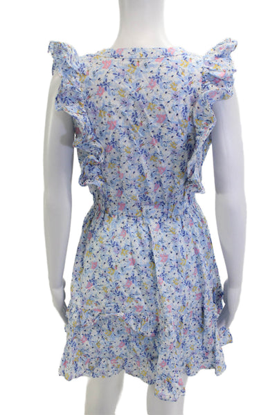 Fate. Womens Fit & Flare Sundress Light Blue Floral V-Neck Sleeveless Size M