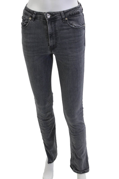 Zara Women Skinny Straight Jeans Dark Gray Mid Rise Button Size 4