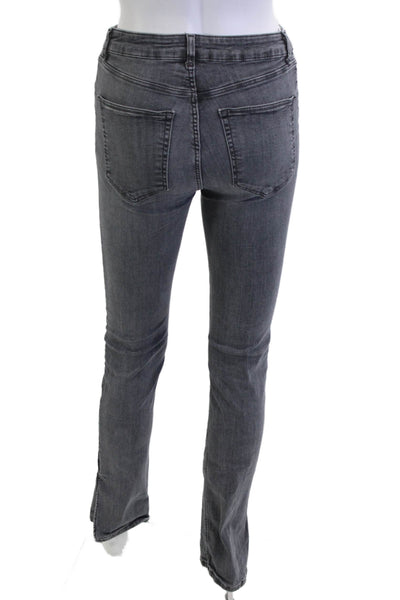 Zara Women Skinny Straight Jeans Dark Gray Mid Rise Button Size 4