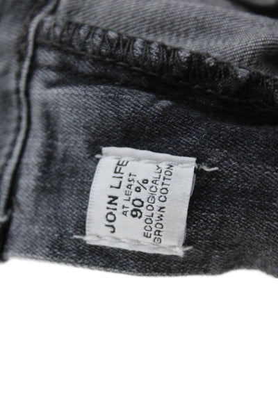 Zara Women Skinny Straight Jeans Dark Gray Mid Rise Button Size 4