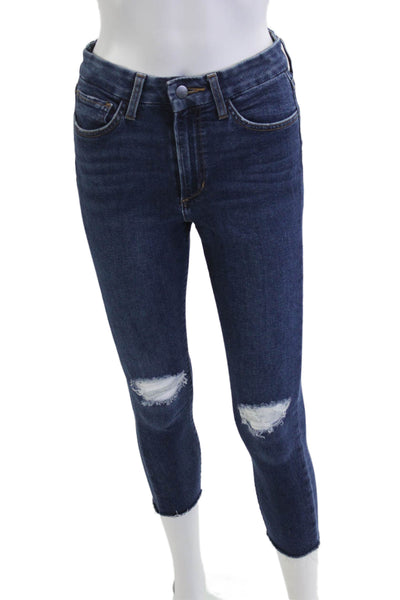 Joes Jeans Women High Rise Cropped Skinny Jeans Dark Blue Size 26