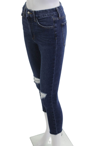 Joes Jeans Women High Rise Cropped Skinny Jeans Dark Blue Size 26