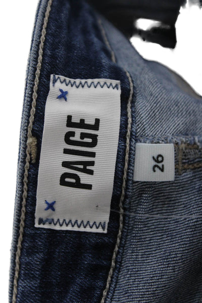 Paige Womens Skinny Ankle Jeans Dark Blue Mid Rise Button Size 26