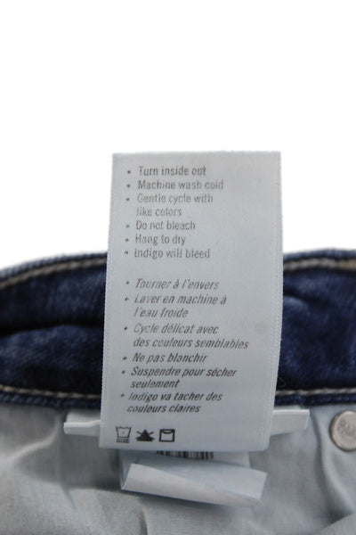 Paige Womens Skinny Ankle Jeans Dark Blue Mid Rise Button Size 26