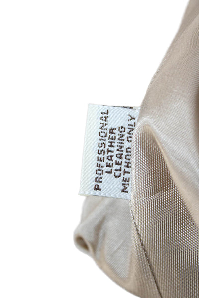 Wathne Womens Beige Suede Military Jacket Collared Button Long Sleeve Size 8