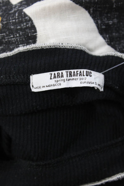 Zara Trafaluc Women Cropped T-Shirt Black Modal 90s Size S