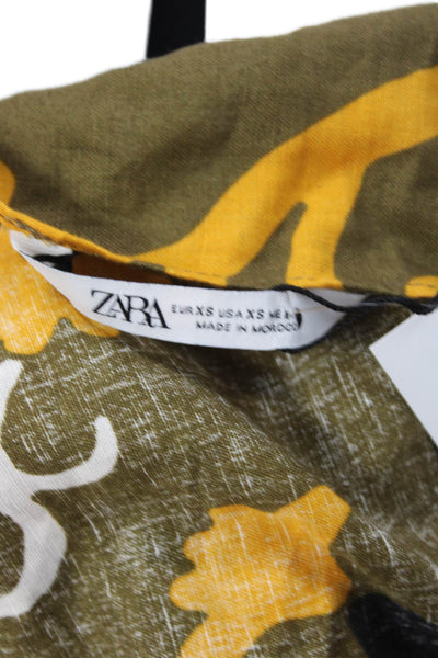 Zara Women Wrap Floral Cotton Blend Long Skirt Black Size XS