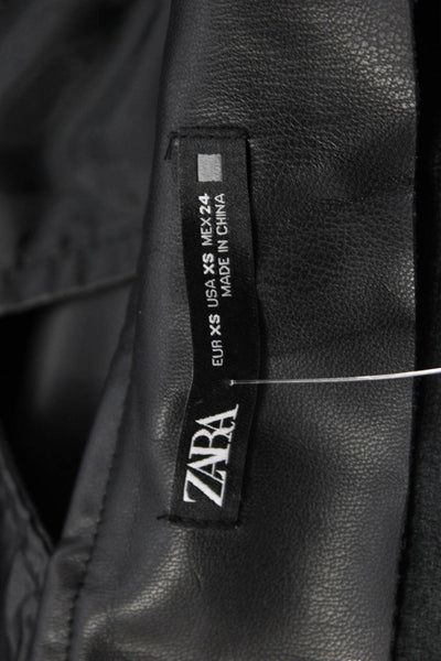 Zara Women Black Polyurethane Long Skirt Size XS
