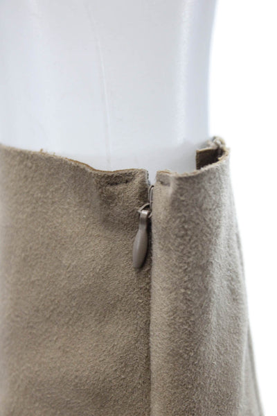 Zara Women Ankle Cropped Dress Pants Beige Vegan Suede Zip Size M