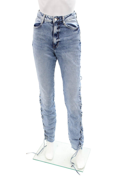 Zara Women Skinny Straight Jeans Blue High Rise Size 2