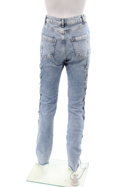 Zara Women Skinny Straight Jeans Blue High Rise Size 2