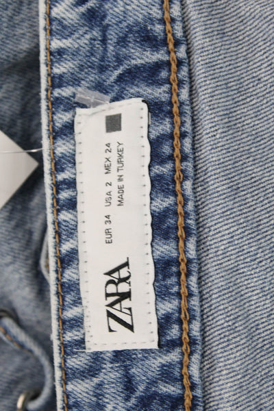 Zara Women Skinny Straight Jeans Blue High Rise Size 2