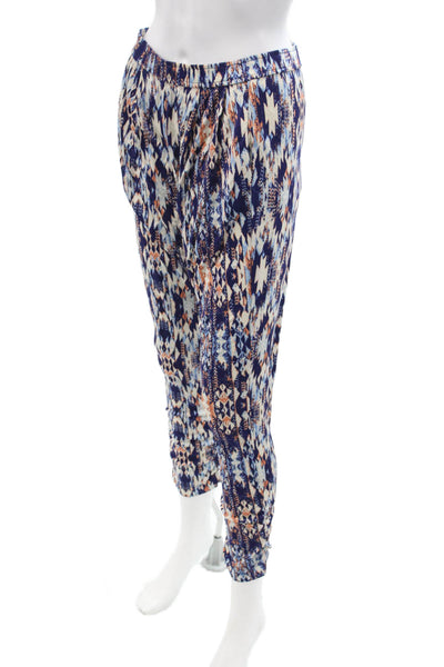 Parker Women Ankle Cropped Pants Blue Geometric Aztec Tencel Size XS