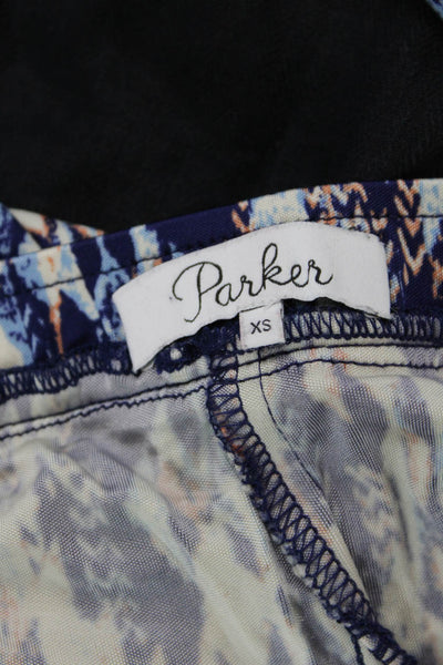 Parker Women Ankle Cropped Pants Blue Geometric Aztec Tencel Size XS