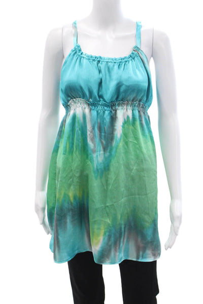 Josie by Natori Womens Sleeveless A Line Night Gown Green Blue Size Medium