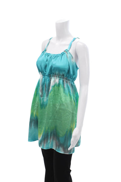 Josie by Natori Womens Sleeveless A Line Night Gown Green Blue Size Medium