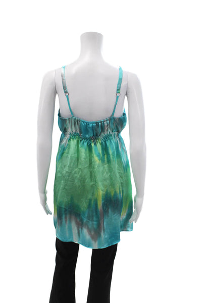 Josie by Natori Womens Sleeveless A Line Night Gown Green Blue Size Medium