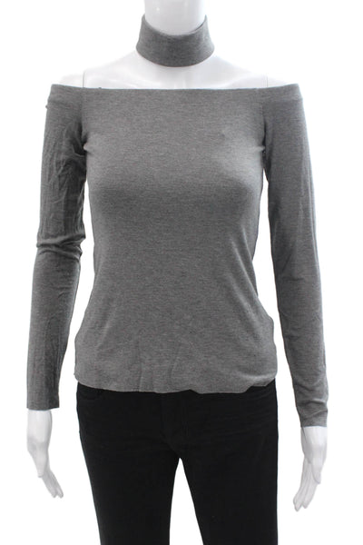 Bailey 44 Women Mock Neck Long Sleeve Gray Zip Top Size S