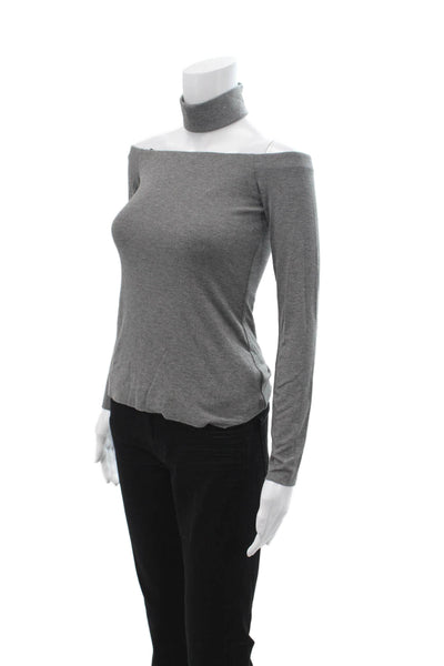 Bailey 44 Women Mock Neck Long Sleeve Gray Zip Top Size S
