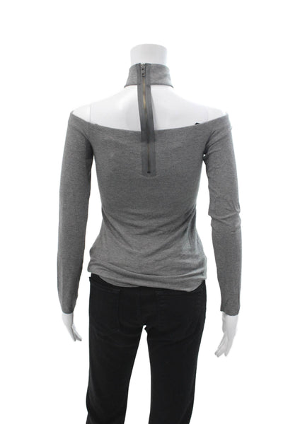 Bailey 44 Women Mock Neck Long Sleeve Gray Zip Top Size S