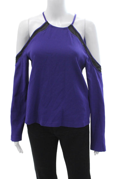 Ramy Brook Women Purple Long Sleeve Zip Blouse Size S