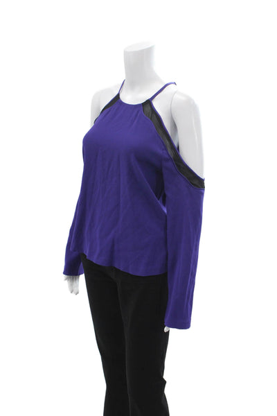Ramy Brook Women Purple Long Sleeve Zip Blouse Size S