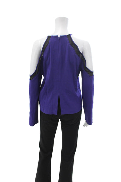 Ramy Brook Women Purple Long Sleeve Zip Blouse Size S