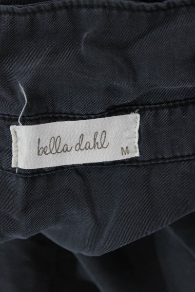 Bella Dahl Women Tunic Button Up Polka Dot Dark Gray Tencel Size M