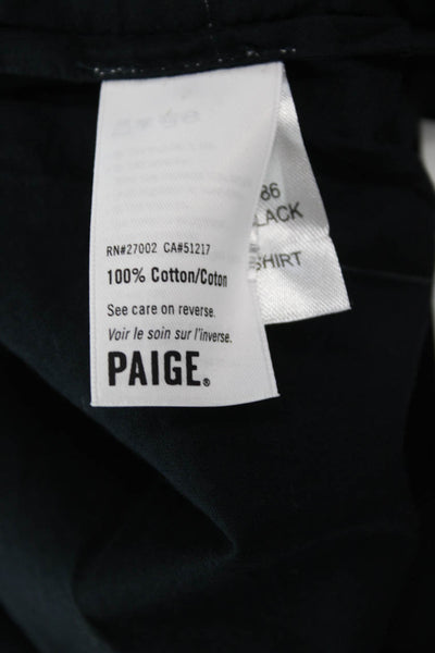 Paige Black Label Women Collared Short Sleeve Solid Cotton Button-Up Top Size S