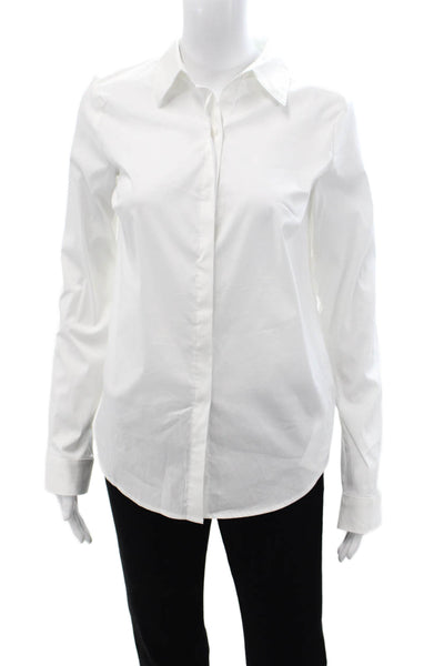 Bailey 44 Womens Collared Long Sleeve Button Up Blouse White Size S