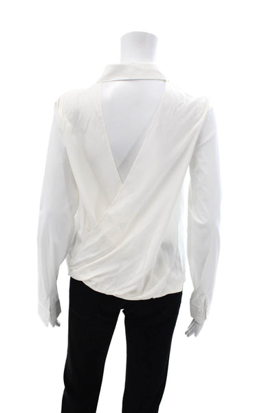 Bailey 44 Womens Collared Long Sleeve Button Up Blouse White Size S