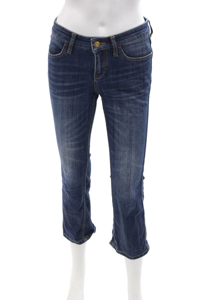 Pilcro Anthropologie Womens Cropped Skinny Jeans Dark Blue Petite Size 26