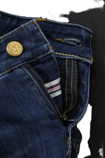 Pilcro Anthropologie Womens Cropped Skinny Jeans Dark Blue Petite Size 26