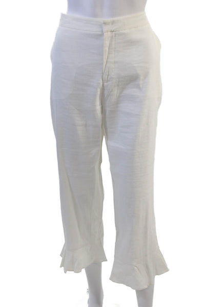 Kobi Halperin Women Cropped White Linen Blend Pants Size 12