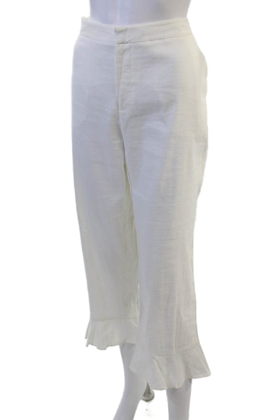 Kobi Halperin Women Cropped White Linen Blend Pants Size 12
