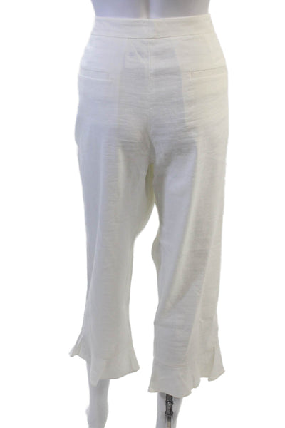 Kobi Halperin Women Cropped White Linen Blend Pants Size 12