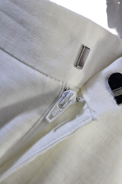 Kobi Halperin Women Cropped White Linen Blend Pants Size 12