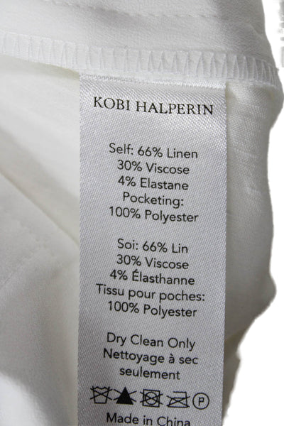 Kobi Halperin Women Cropped White Linen Blend Pants Size 12
