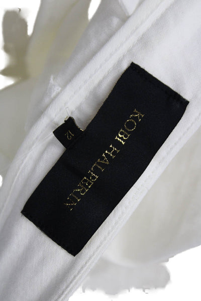 Kobi Halperin Women Cropped White Linen Blend Pants Size 12