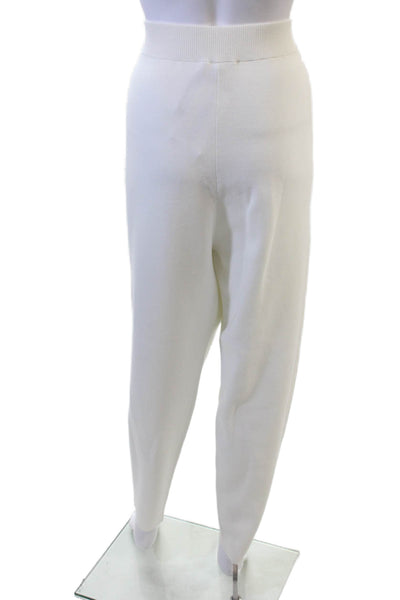 St. John Women Ankle Dress Pants White Cotton Solid Size L
