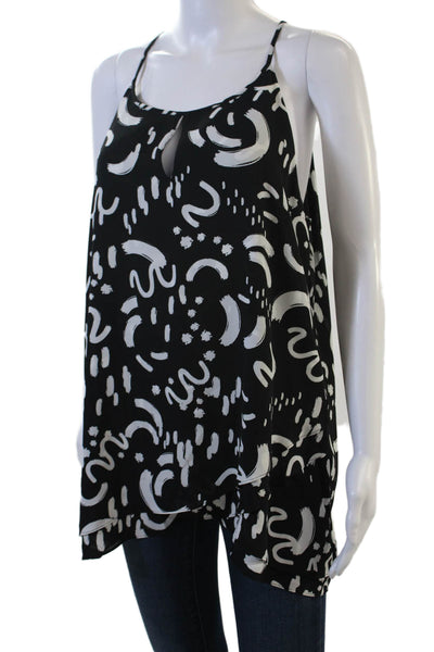 Tahari Women Sleeveless Camisole Black Graphic Print Drawstring Size L