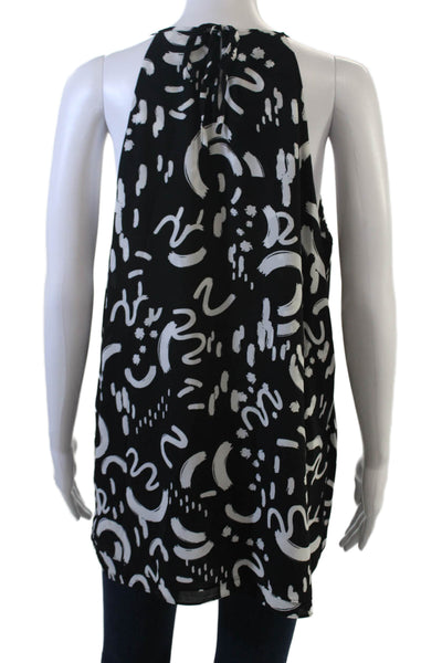 Tahari Women Sleeveless Camisole Black Graphic Print Drawstring Size L