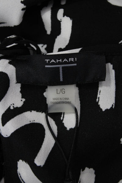 Tahari Women Sleeveless Camisole Black Graphic Print Drawstring Size L